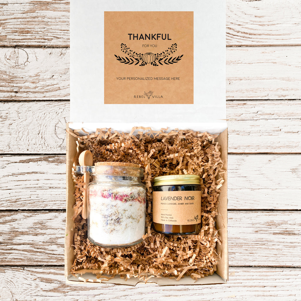 Thankful For You Gift Box | Soaking Salts + Soy Candle