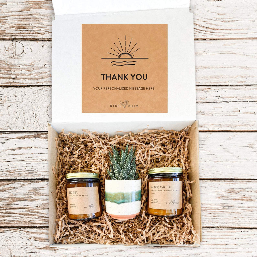 Gift Box | Succulent + Large Soy Candles | Choose Your Occasion