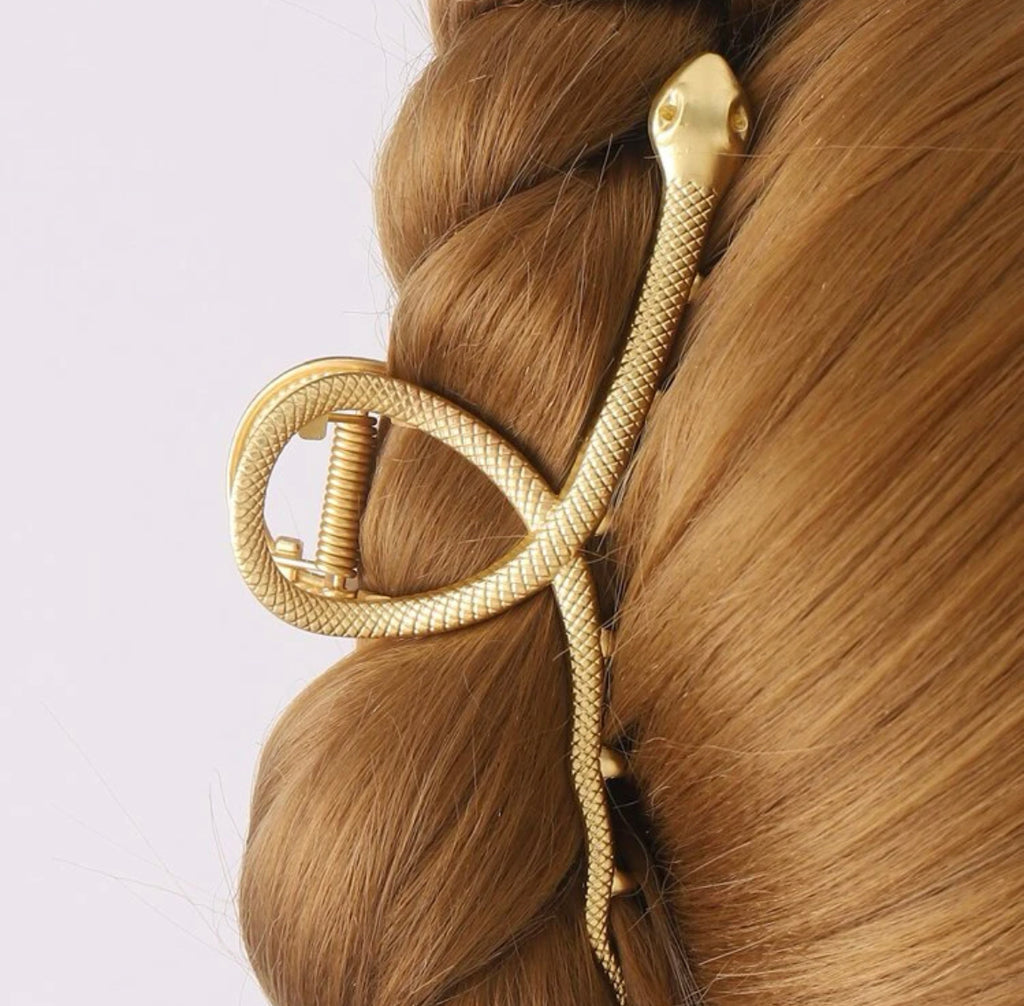 Gold Snake Hair Claw Med