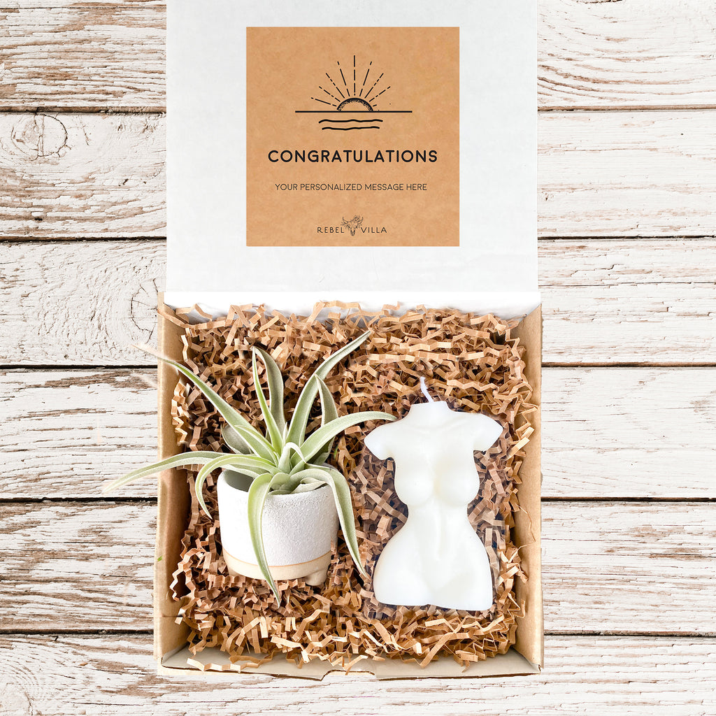 Female Body Candle Gift Box | Air Plant + Candle | Choose Your Occasion