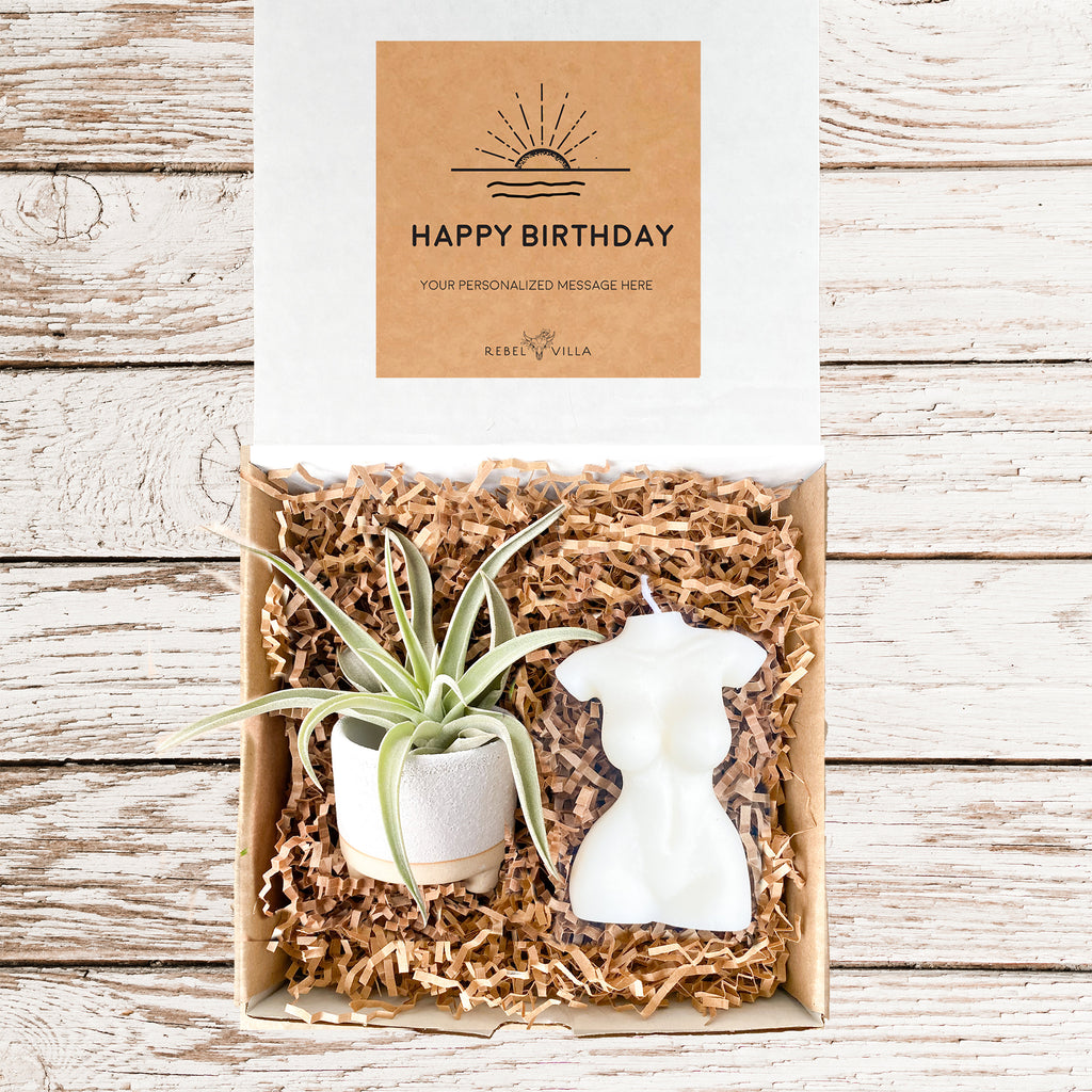 Female Body Candle Gift Box | Air Plant + Candle | Choose Your Occasion