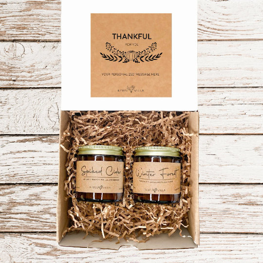 Thankful For You Fall Candle Gift Set | 2 Holiday Soy Candles