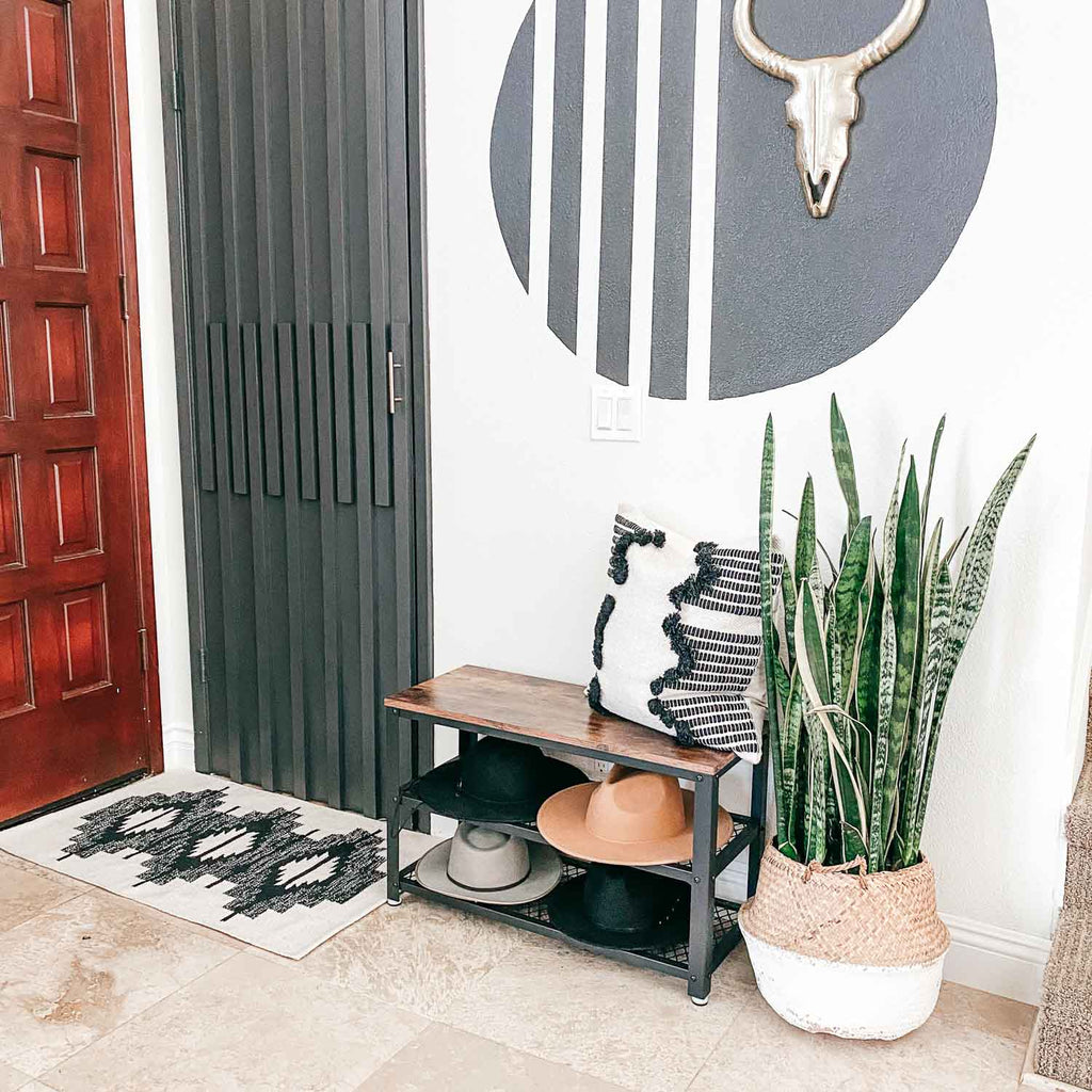 Boho Chic Black and White Rug Floor Mat - Rebel Villa
