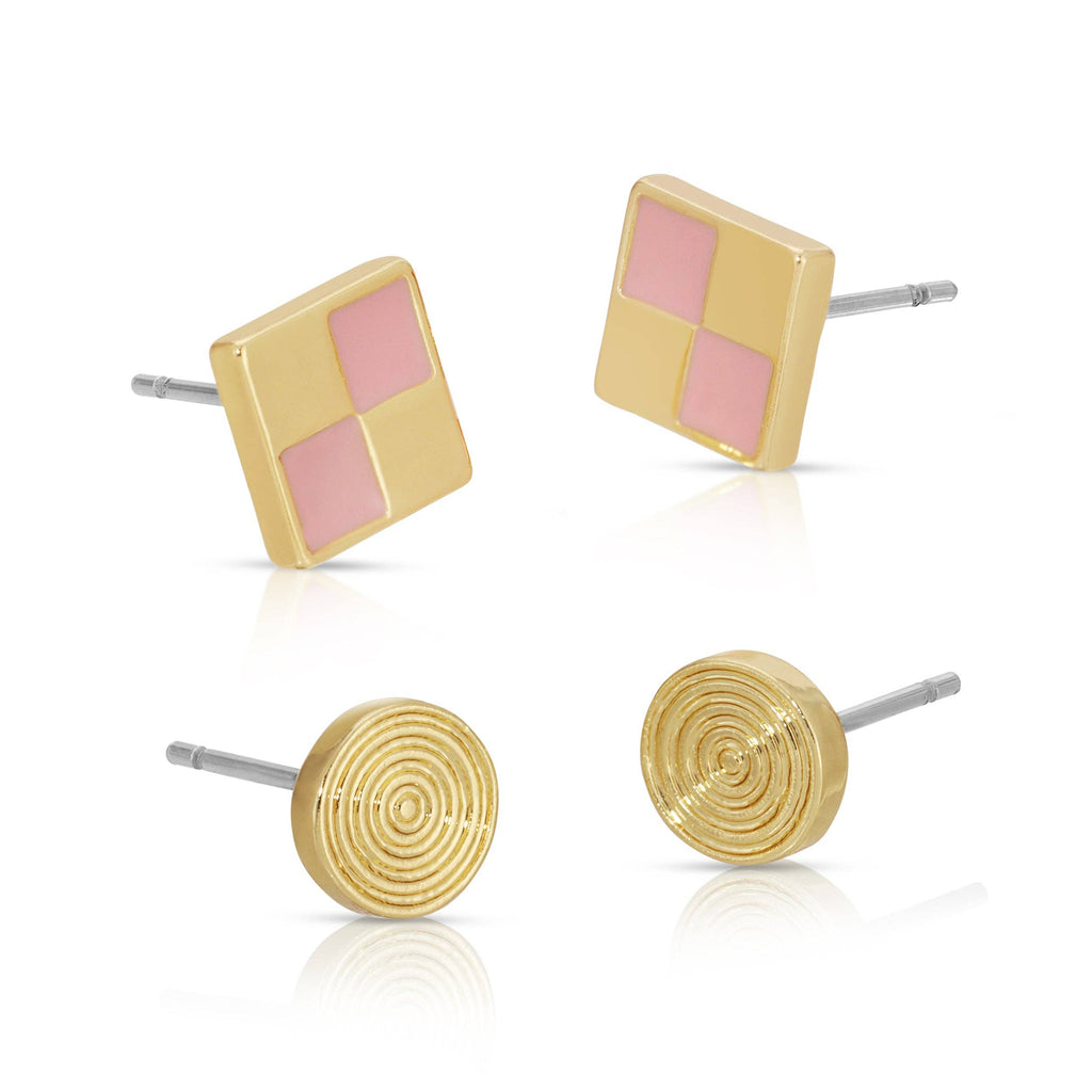 Checkerboard + Swirl Earring Set - HOPSCOTCH