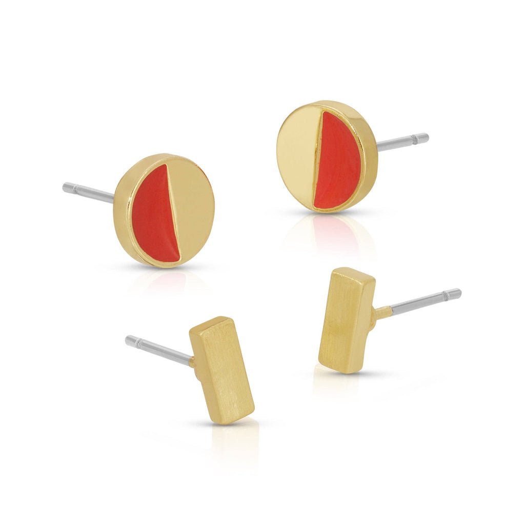 Half Circle + Bar earring set - BETTER HALF