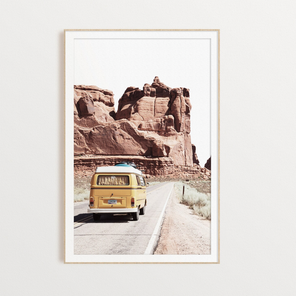 Desert Camper Van Art Print 12” x 18”
