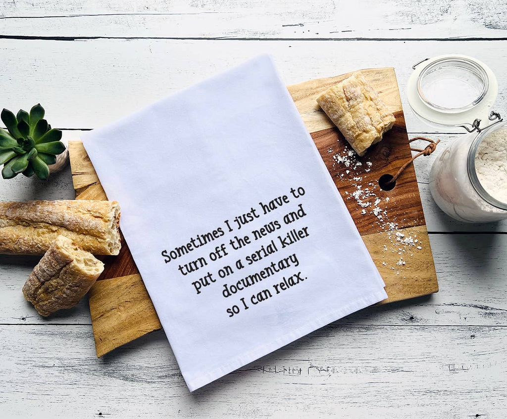 Sometimes I just have to turn off the news tea towels - white