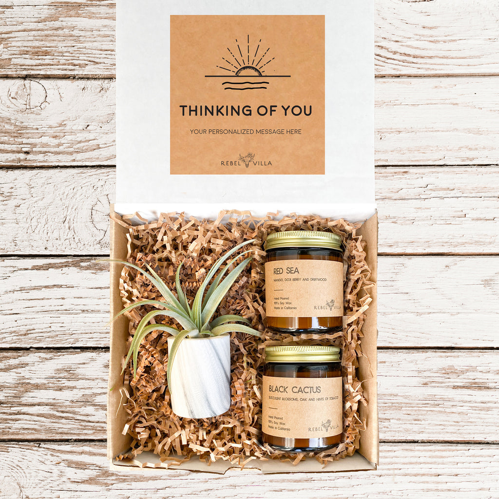 Marble Planter Gift Box | Air Plant + 2 Soy Candles