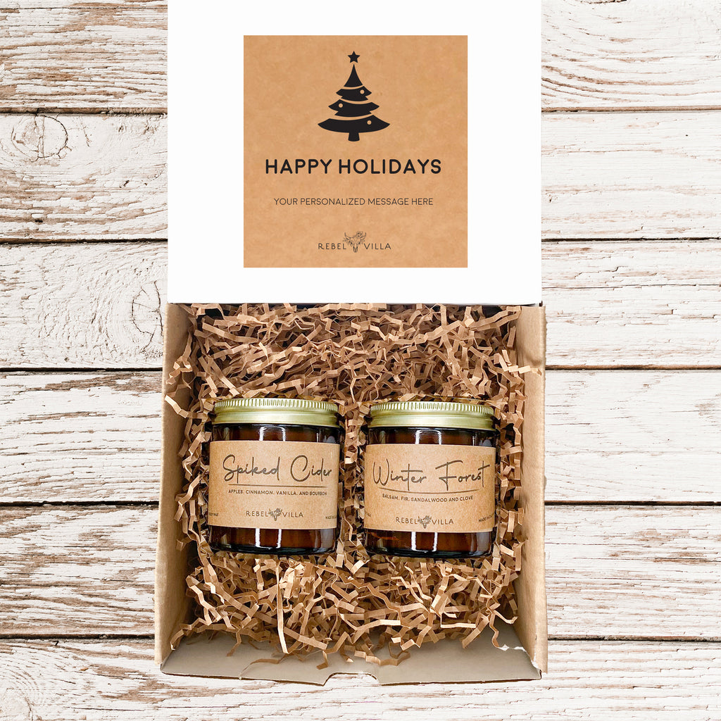 Happy Holidays Candle Gift Set | 2 Holiday Soy Candles | Merry Christmas