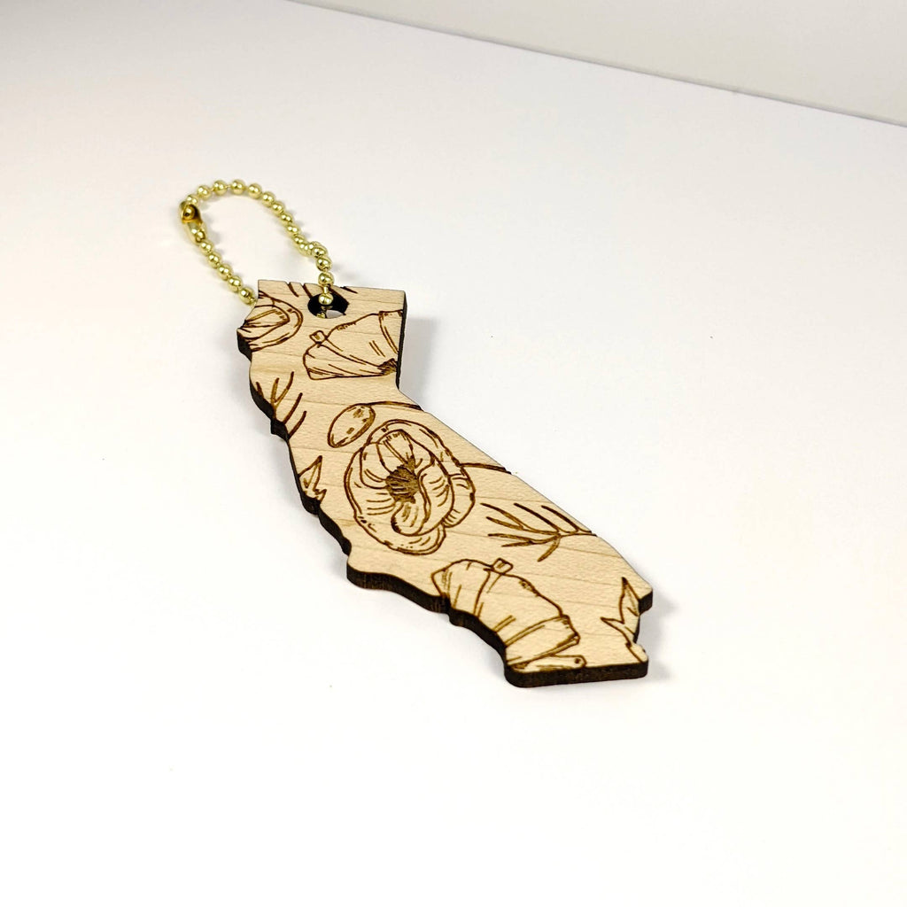 California State Shaped Poppy Keychains