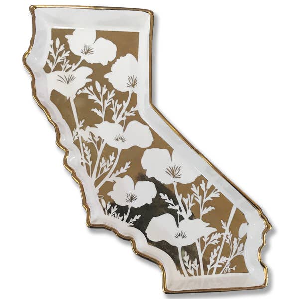 California Shaped Poppy Trinket Tray