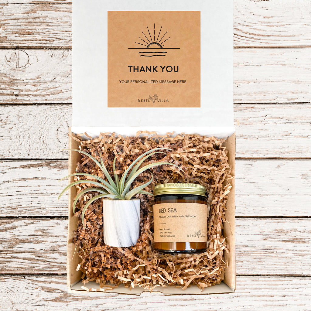 Marble Planter Gift Box | Air Plant + 1 Soy Candle