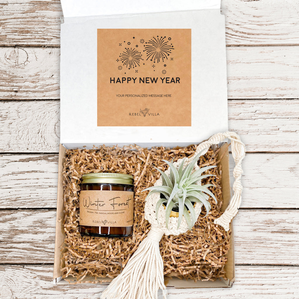 Happy New Year Gift Box | Bella Macrame Hanger + Soy Candle