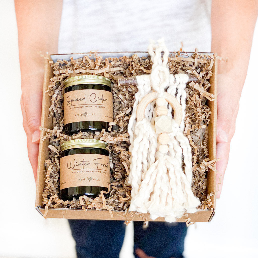 Tis the Season Holiday Gift Box Set | Soy Candles + Ornaments