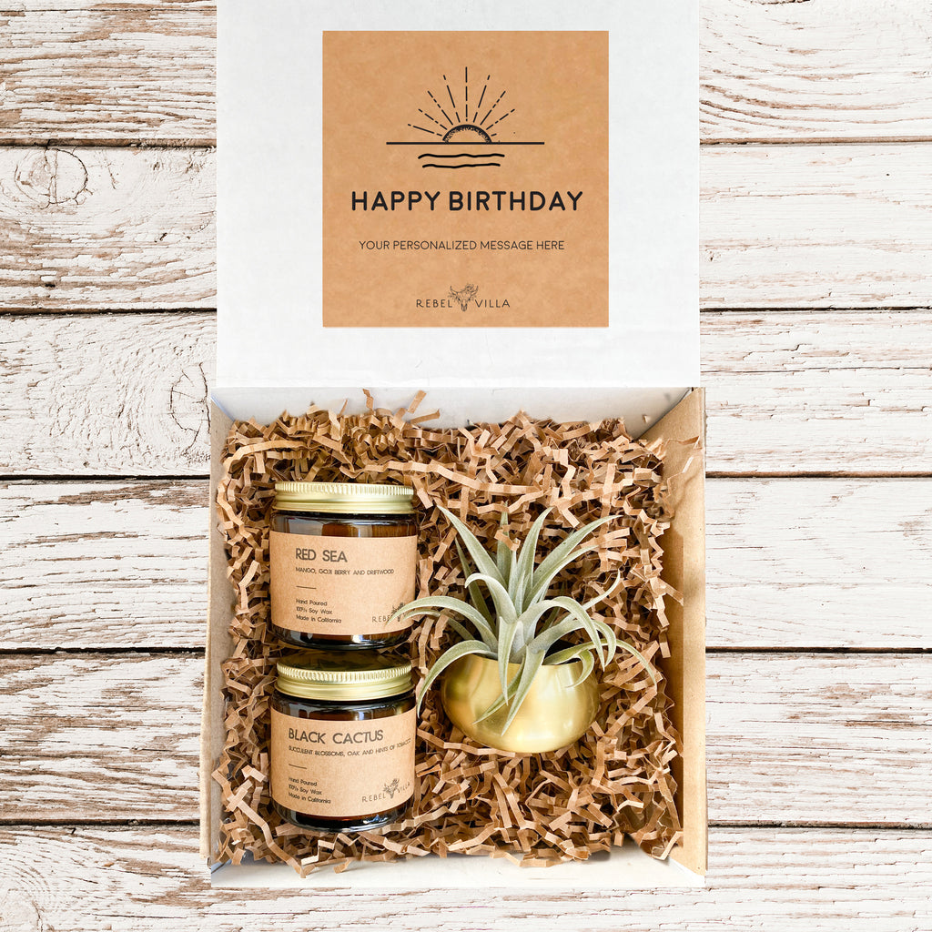 Gift Box | Gold Votive + Air Plant + Soy Candles | Choose Your Occasion
