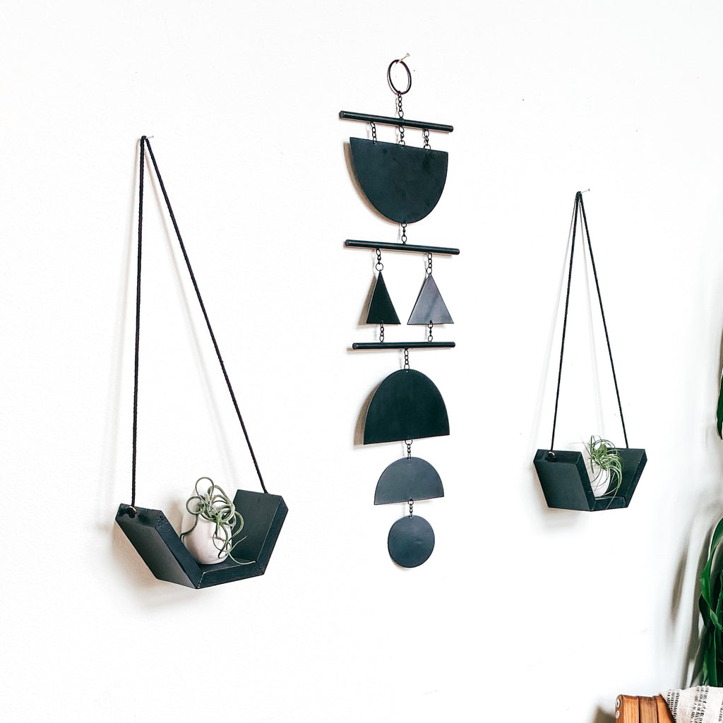 Black hanging planter shelf Modern Wall decor from Rebel Villa