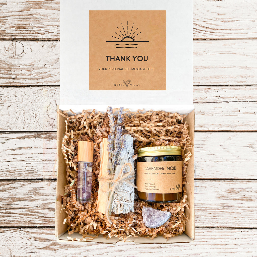 Relaxation Gift Box | Crystal Healing Set + Soy Candle | Choose Your Occasion