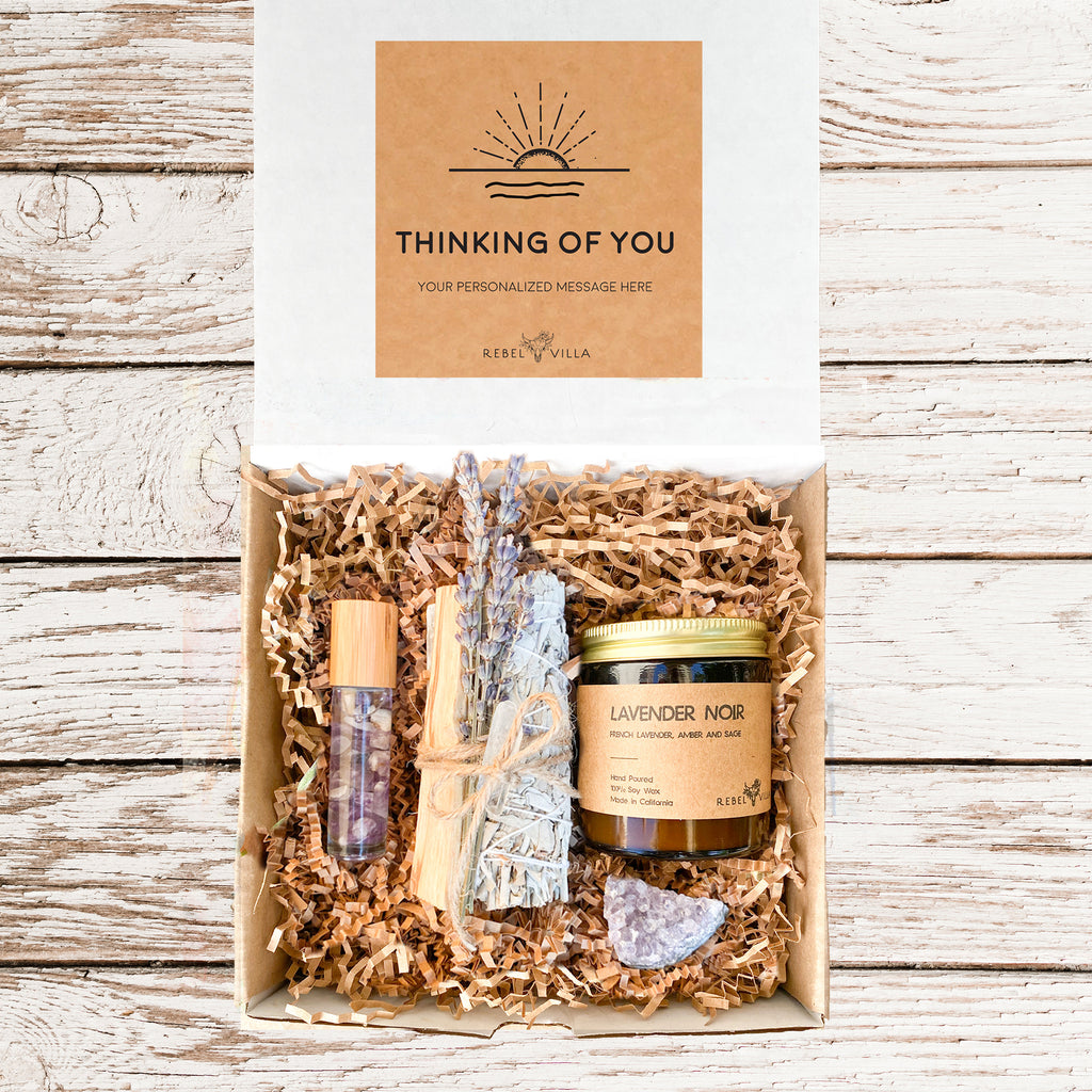 Relaxation Gift Box, Crystal Healing Set + Soy Candle