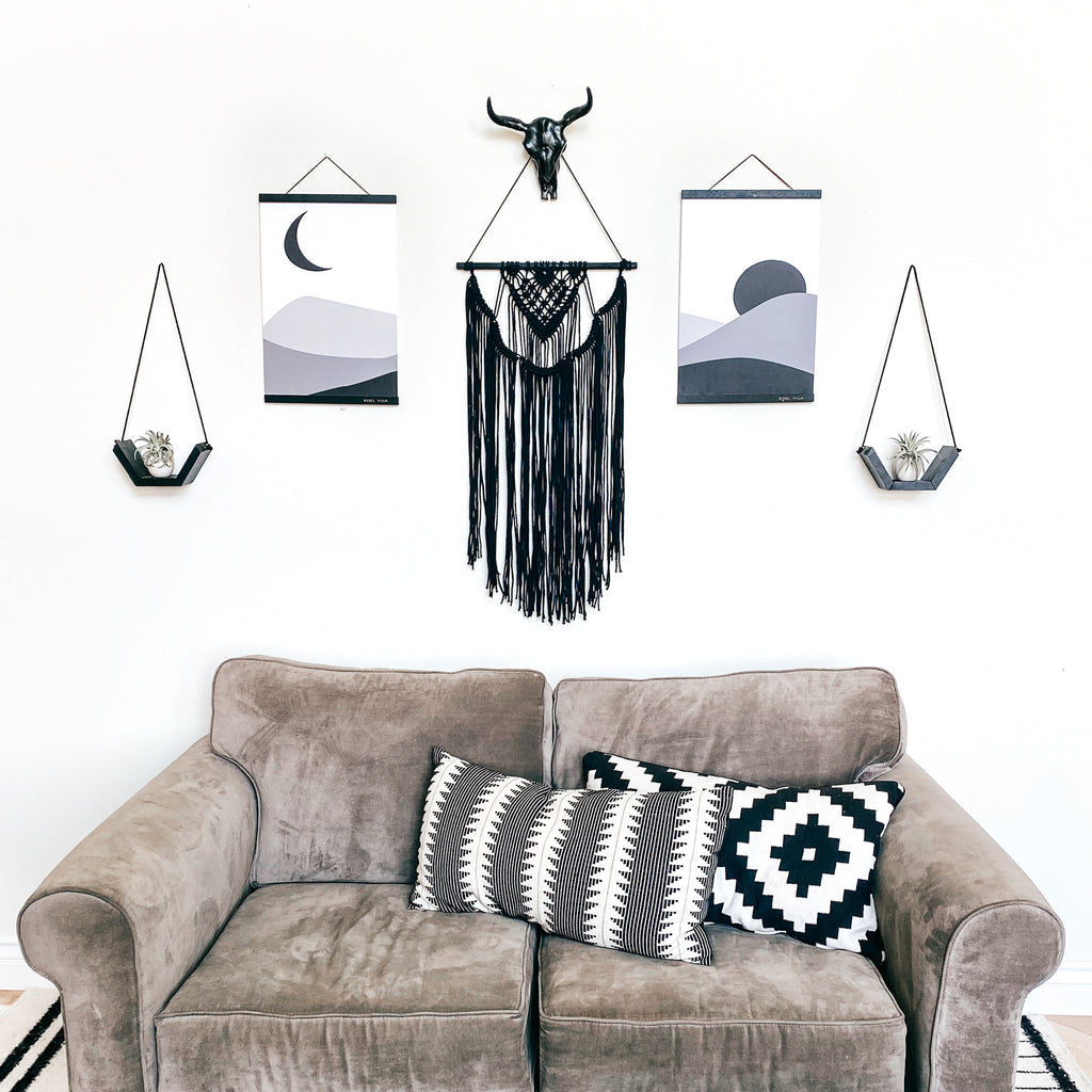 MILO Black | Rustic Hanging Shelves