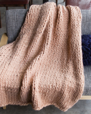 LULU | Chunky Knit Blanket | Blush