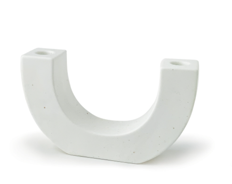 Textured White U-Shaped Ceramic Taper Holder