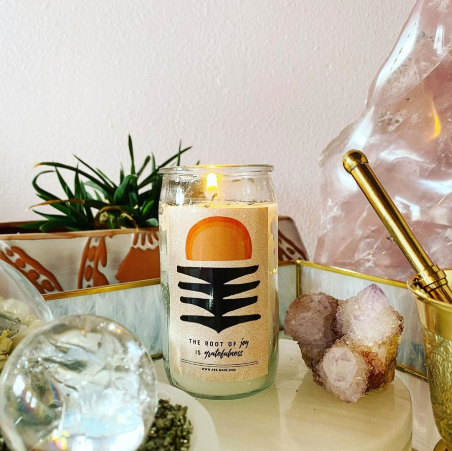 Intention Candles with Quartz Point
