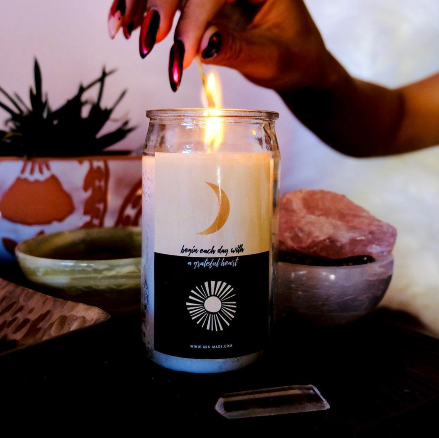 Intention Candles with Quartz Point