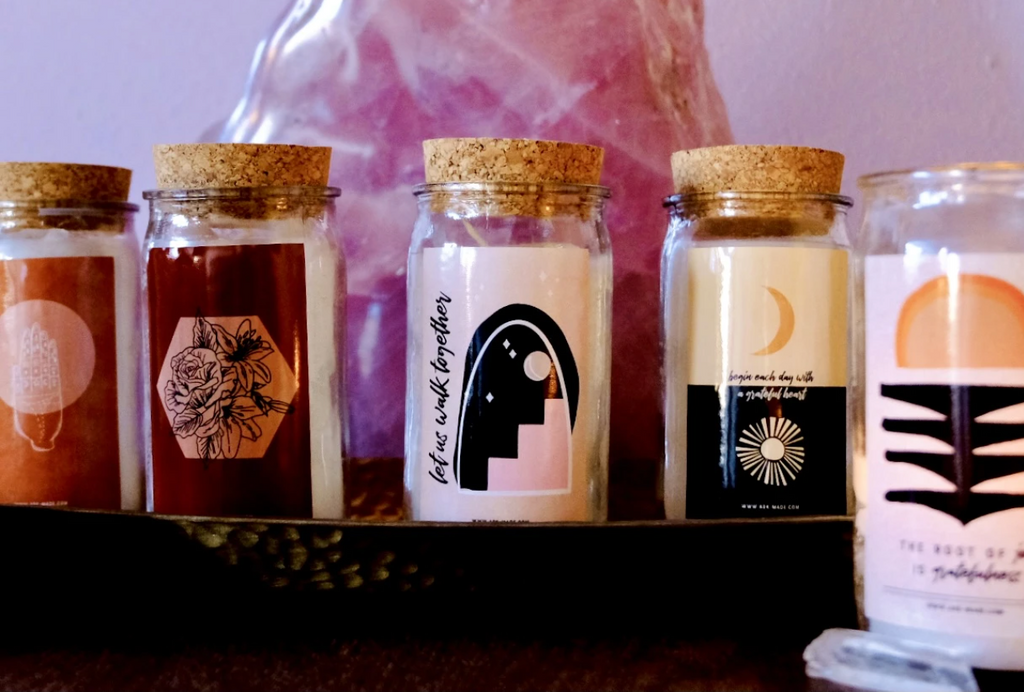 Intention Candles with Quartz Point
