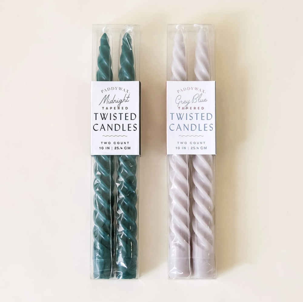 Twisted Taper 10" Tall Blue Boxed Candles, 2 Per Pack