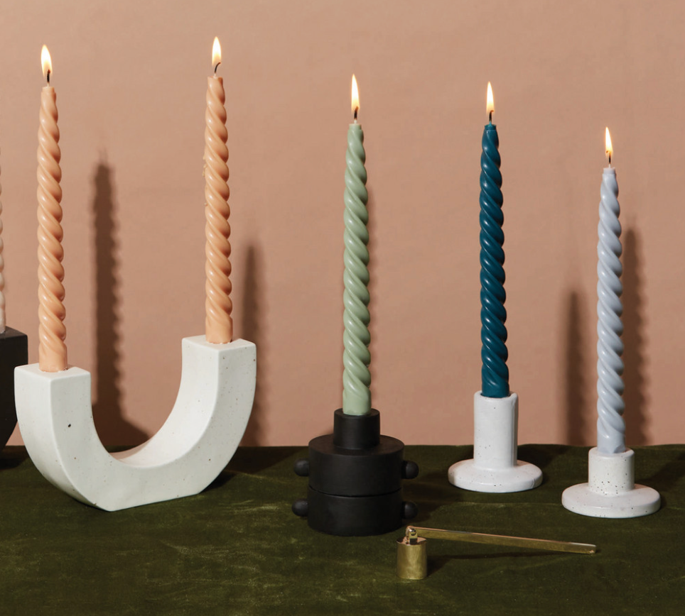 Twisted Taper 10" Tall Grey Boxed Candles, 2 Per Pack