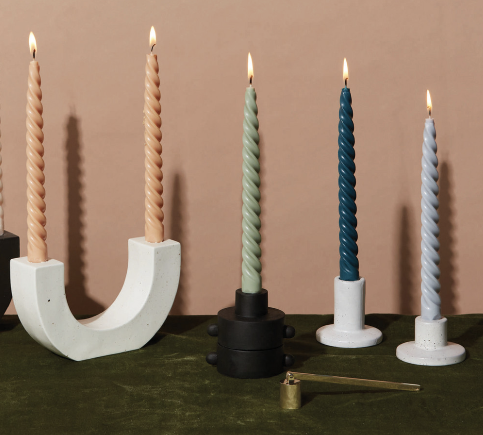 Twisted Taper 10" Tall  Green Boxed Candles, 2 Per Pack