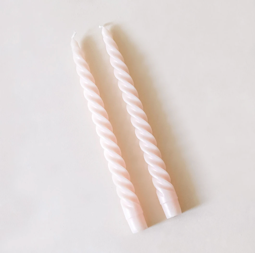 Twisted Taper 10" Tall Blush Boxed Candles, 2 Per Pack