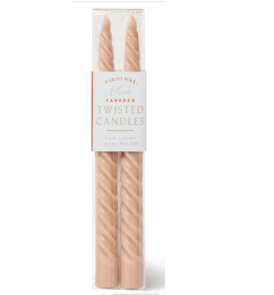 Twisted Taper 10" Tall Blush Boxed Candles, 2 Per Pack
