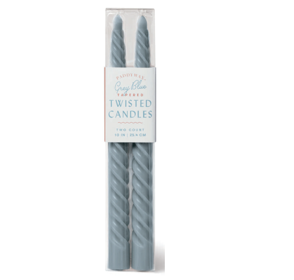 Twisted Taper 10" Tall Grey Boxed Candles, 2 Per Pack