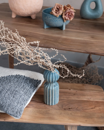 Matte Teal Stoneware Vase
