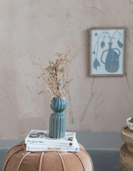 Matte Teal Stoneware Vase