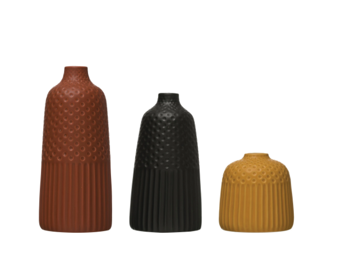 Embossed Stoneware Vases