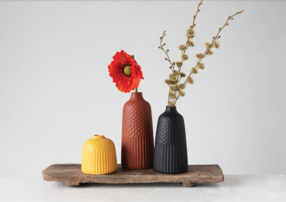 Embossed Stoneware Vases