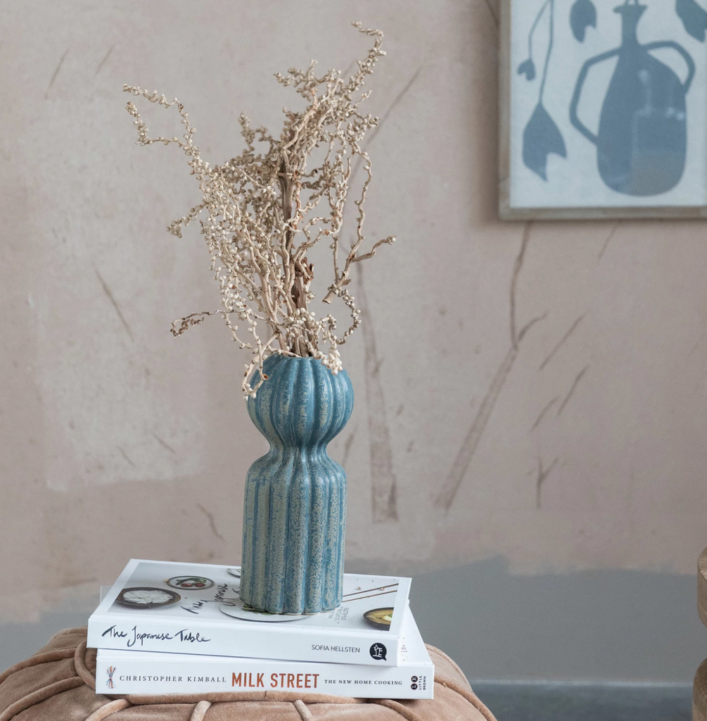Matte Teal Stoneware Vase