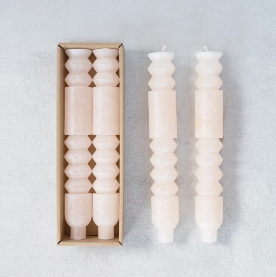 Blush Totem Taper Candle 10" Tall Boxed Candles, 2 Per Pack