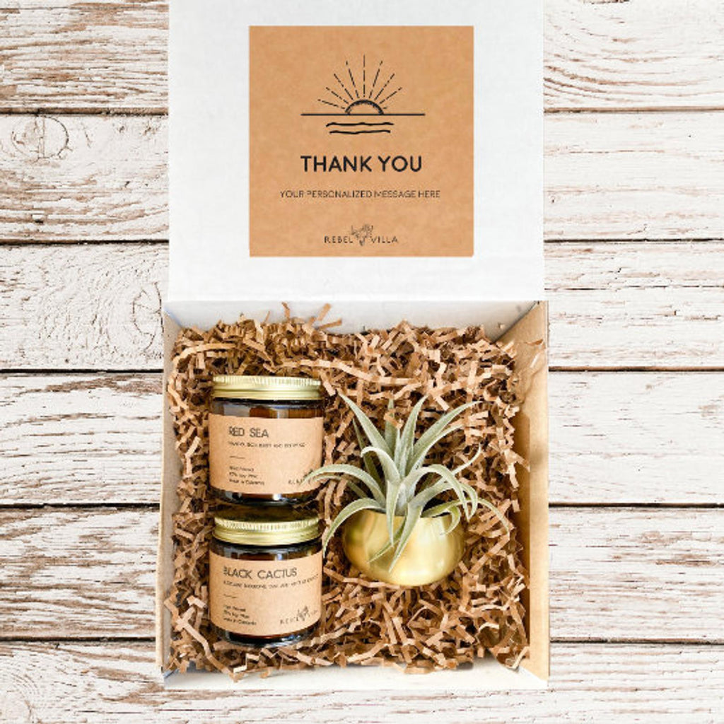 Gift Box | Gold Votive + Air Plant + Soy Candles | Choose Your Occasion