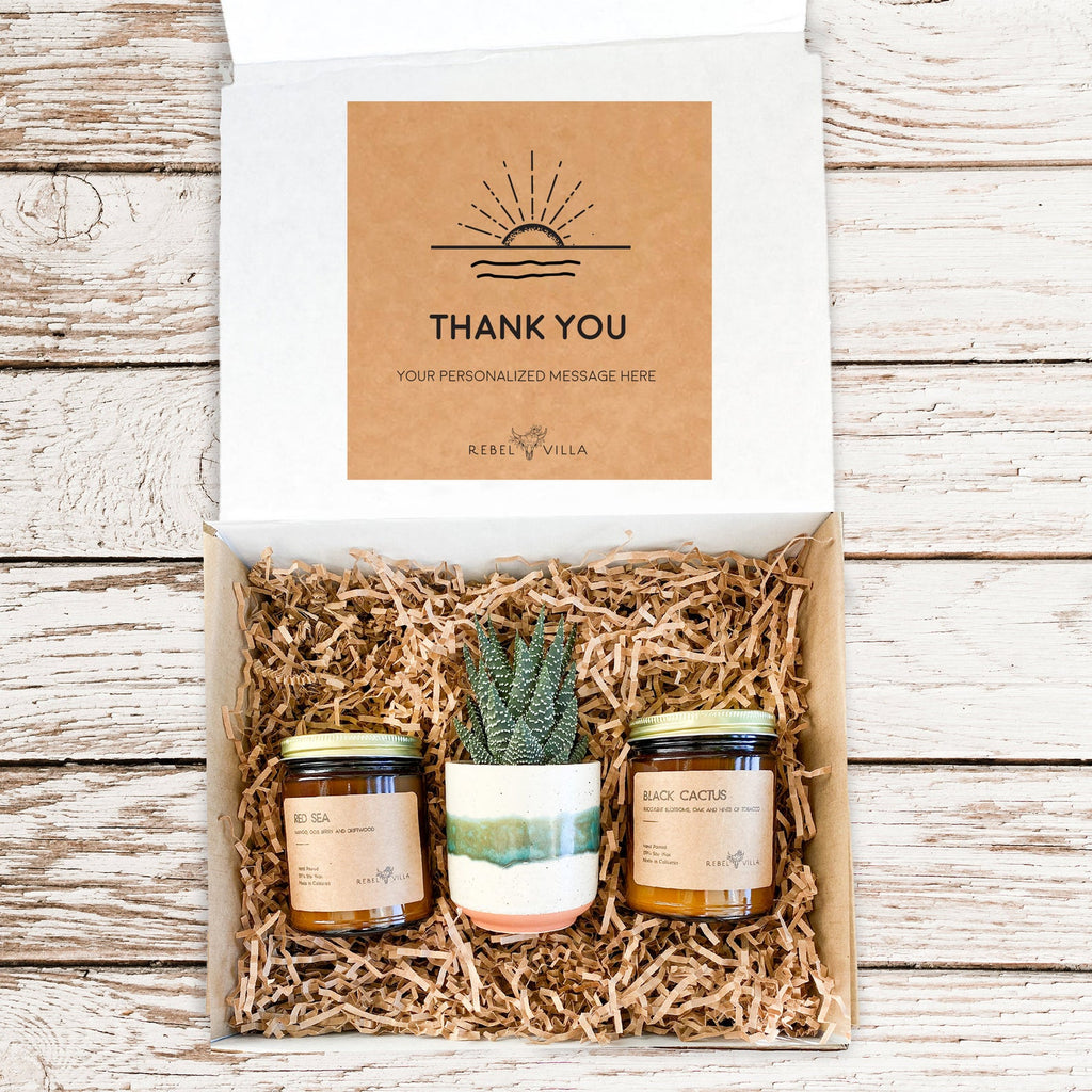 Succulent Gift Box | Live Plant + Large Soy Candles | Choose Your Occasion