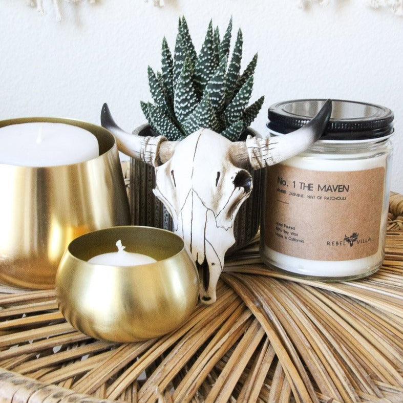 The Maven Rebel Villa Soy candle Amber Jasmine Patchouli