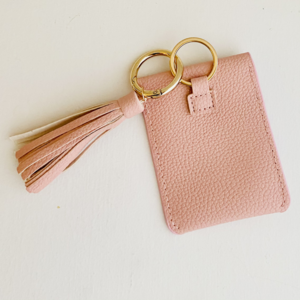 Pink Mini Wallet Keychain w Tassel