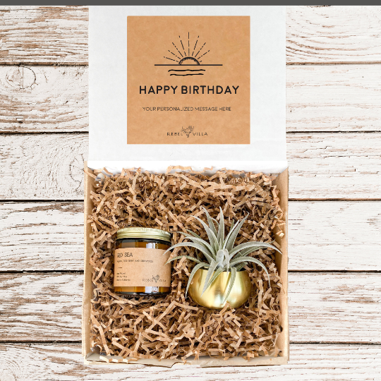 Gift Box | Gold Votive + Air Plant + Soy Candle | Choose Your Occasion