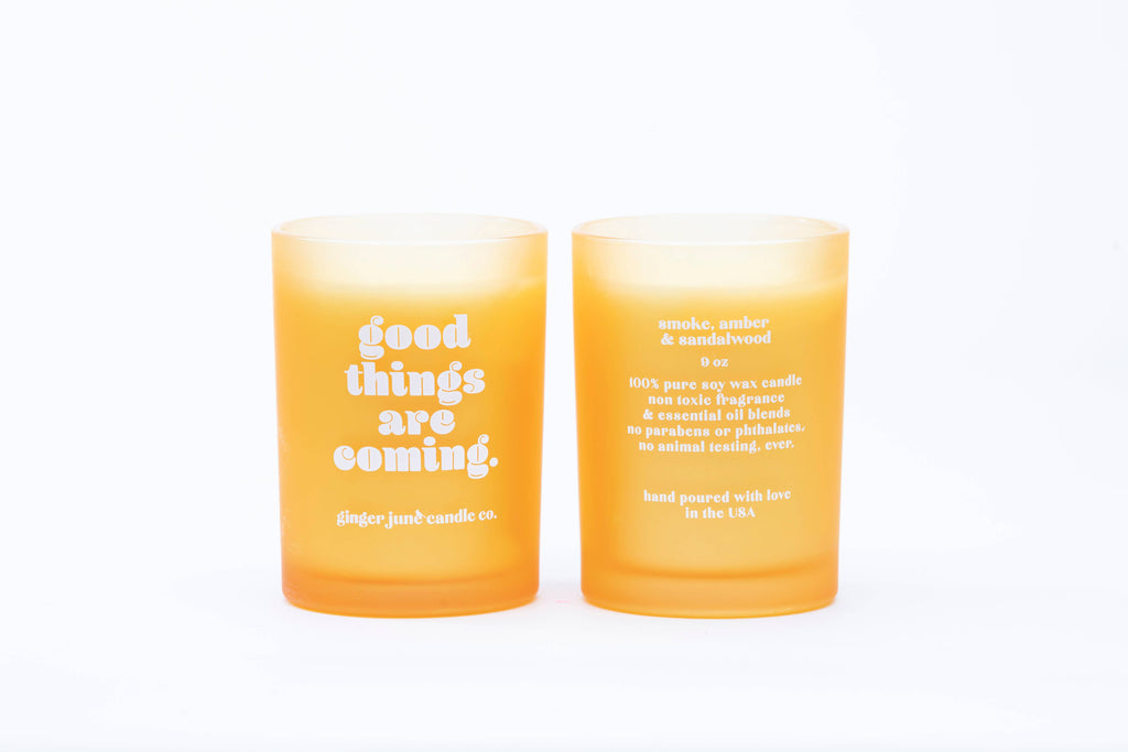 GOOD THINGS ARE COMING • citrine tumbler candle