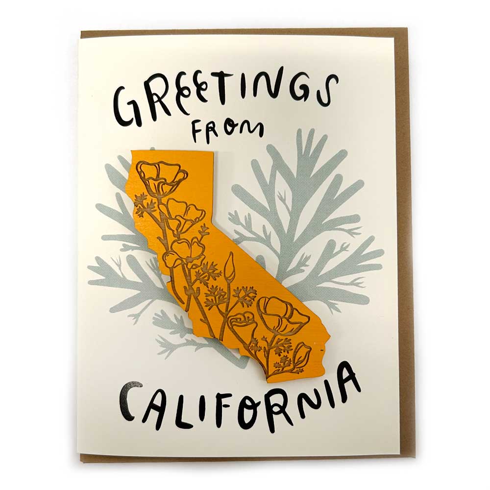 Greetings from California - CA Poppies Magnet Greeting Card