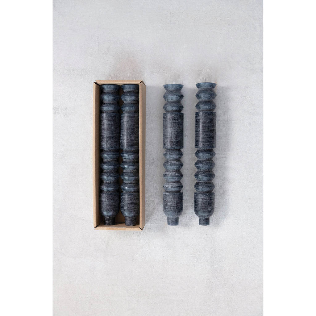 Black Totem Taper Candle 10" Tall Boxed Candles, 2 Per Pack