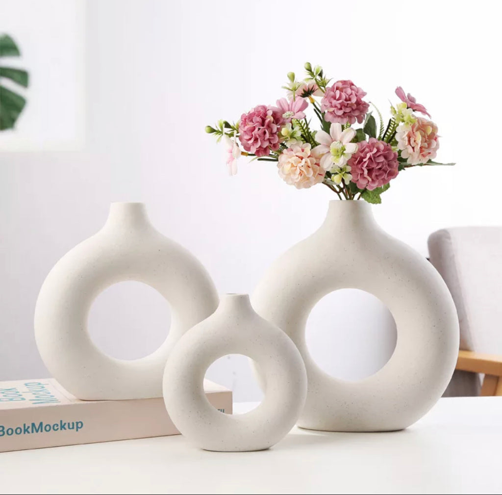 White Ceramic Donut Vase Collection