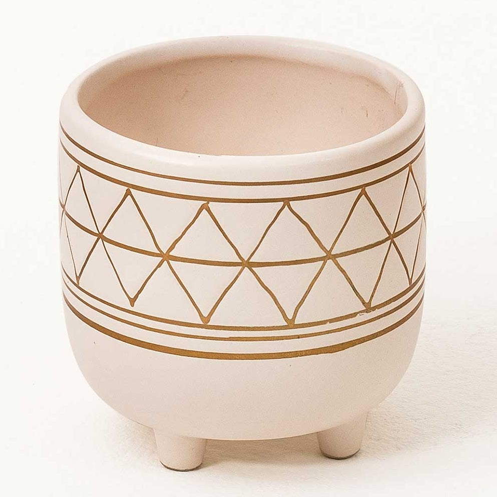 4.25" Geo Gold Footed Pot